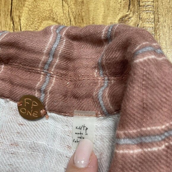 free people one button up Too  striped Xsmall Xs Multicolor - Picture 3 of 9